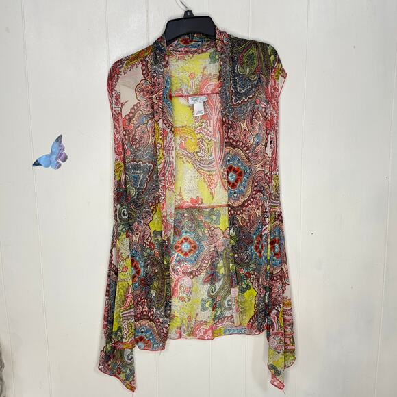 Molly + Maxx Womens Kimono Size Large Layering Boho Festival Sleeveless Sheer - Picture 1 of 8